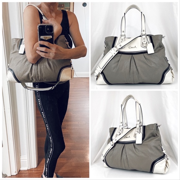 Coach Handbags - NWOT! Coach Ashley Gray/Taupe & Cream Leather Spectator Convertible Shoulder Bag
